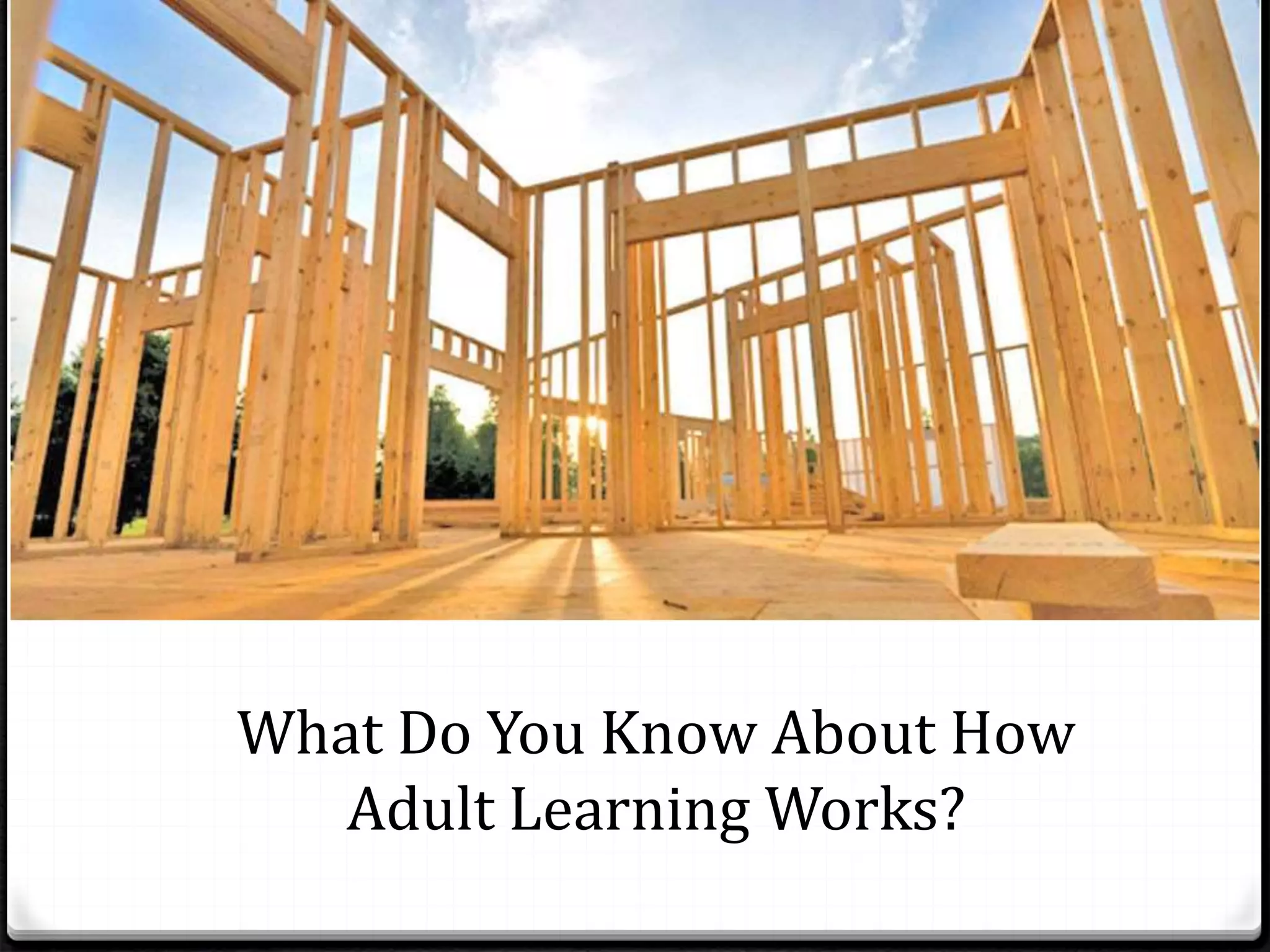What Do You Know About How
Adult Learning Works?