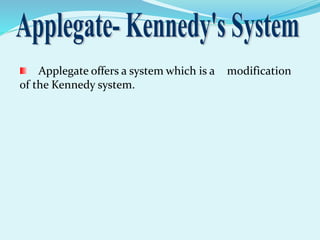 Applegate offers a system which is a modification
of the Kennedy system.
 