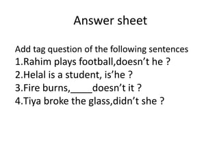 English-2(Grammar) Class Ten Tag Question | PPTX