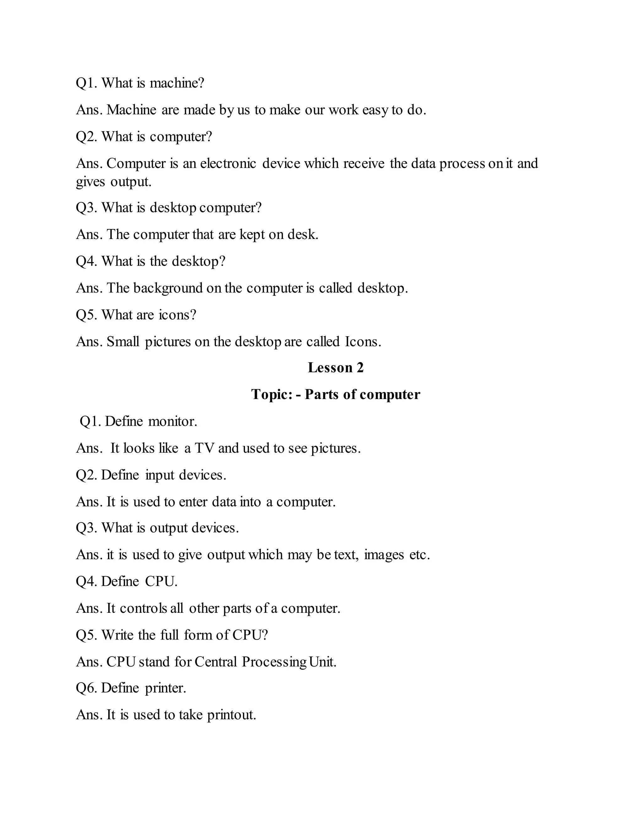 oxford computer book Class two chapter 1 to 3 | DOCX