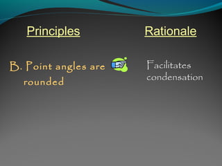 Principles Rationale 
B. Point angles are 
rounded 
Facilitates 
condensation 
 
