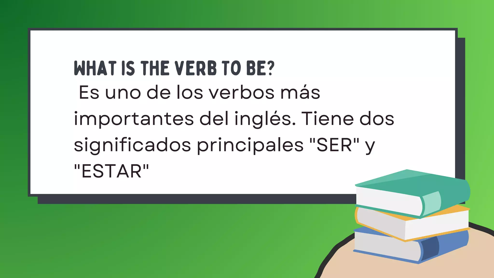What is the verb To Be?
Es uno de los verbos más
importantes del inglés. Tiene dos
significados principales "SER" y
"ESTAR"