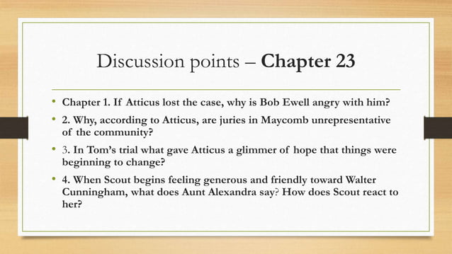 Class vii eng lit - to-kill-a-mockingbird chapter 14 - 31 questions | PPT