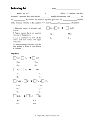 Class vii hw link - balancing equation - balance act