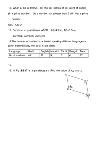 CLASS VIII MATHS PERIODIC TEST 1 SAMPLE PAPER | DOCX