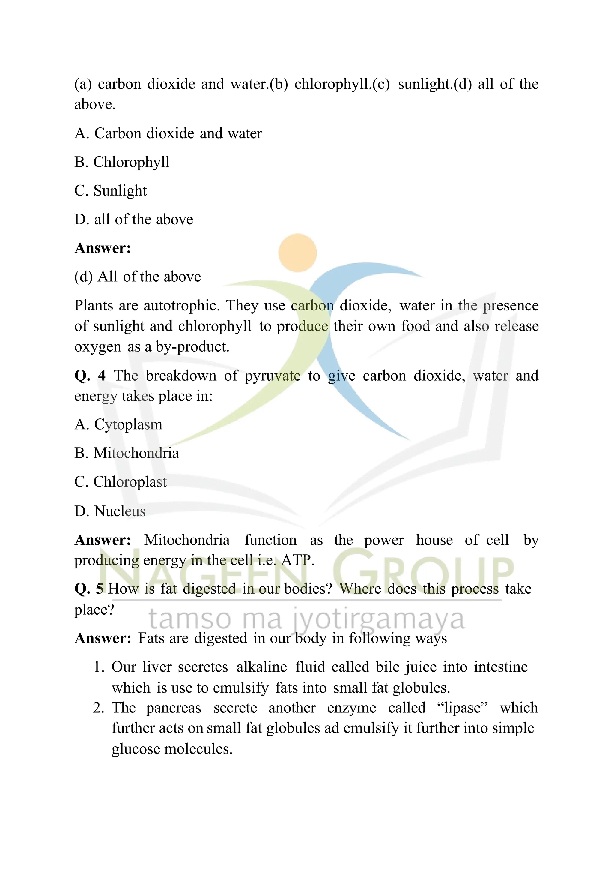 Class 10 Science NCERT Solution Chapter 5 Life Processes | PDF