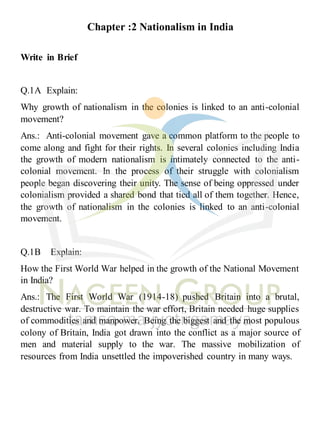 Class 10 History NCERT Solution Chapter 2 Nationalism in India | PDF