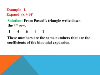Comprehensive Guide to Binomial Theorem and Pascal's Triangle for Class ...
