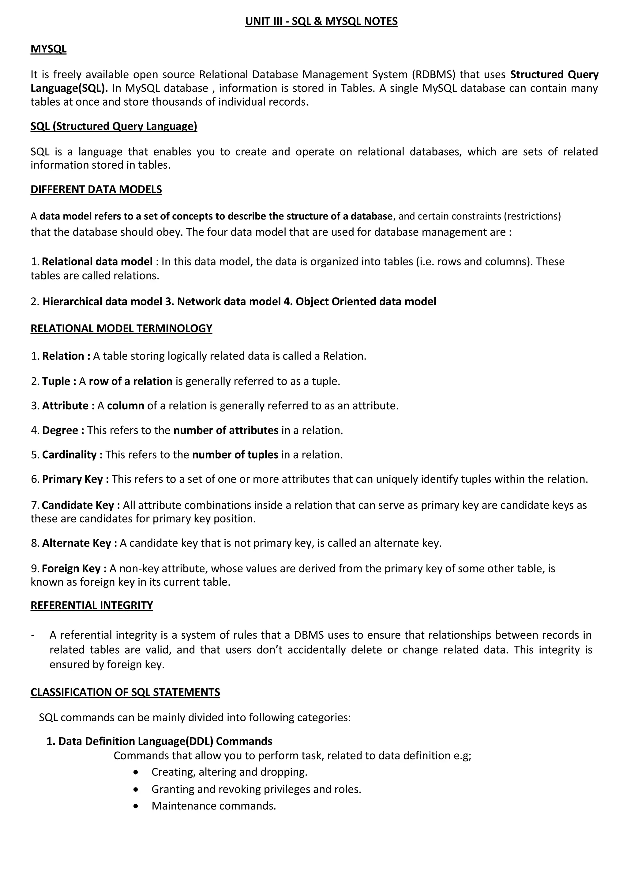 Class XII-UNIT III - SQL and MySQL Notes_0.pdf