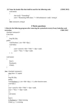 Class XII Computer Science Study Material | DOC