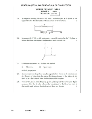 KVS ClassXII PHYSICS 137
KENDRIYA VIDYALAYA SANGATHAN, SILCHAR REGION
2013-14
 