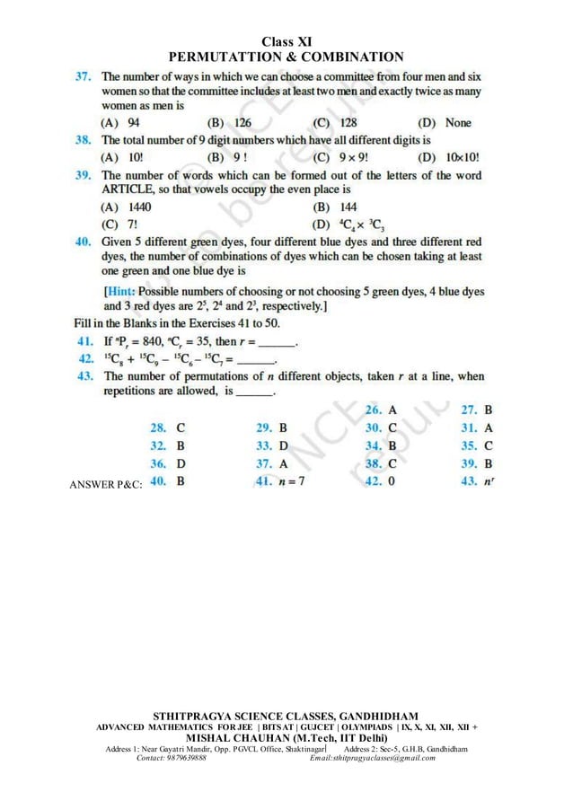 class-xi-permutation-combination-worksheet-pdf