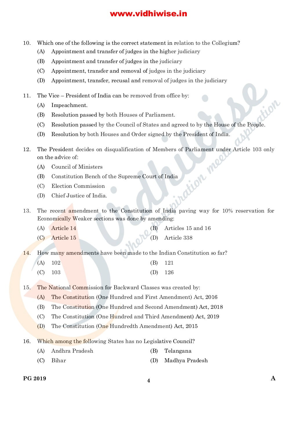 CLAT 2019 PG Question Paper