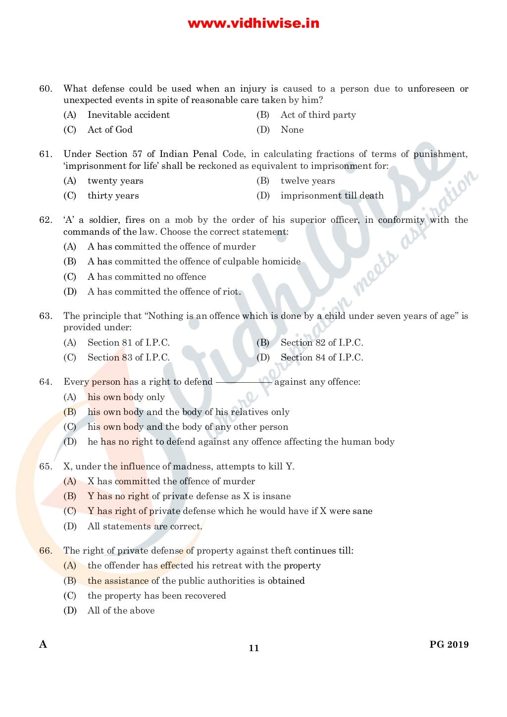 CLAT 2019 PG Question Paper