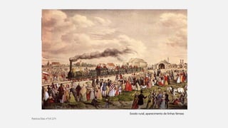 CLAUDE MONET
• Foi nesta altura que se deu o êxodo rural (aumento populacional das
cidades), que tiveram de ser remodeladas.
• Houve então um melhoamento da vida social e cultural: generalização
da instrução primária, difusão da imprensa, etc...
• A crença no homem aumento, agora existe positivismo e racionalismo
laico, o que levou ao triunfo.
Exodo rural, aparecimento de linhas férreas
 