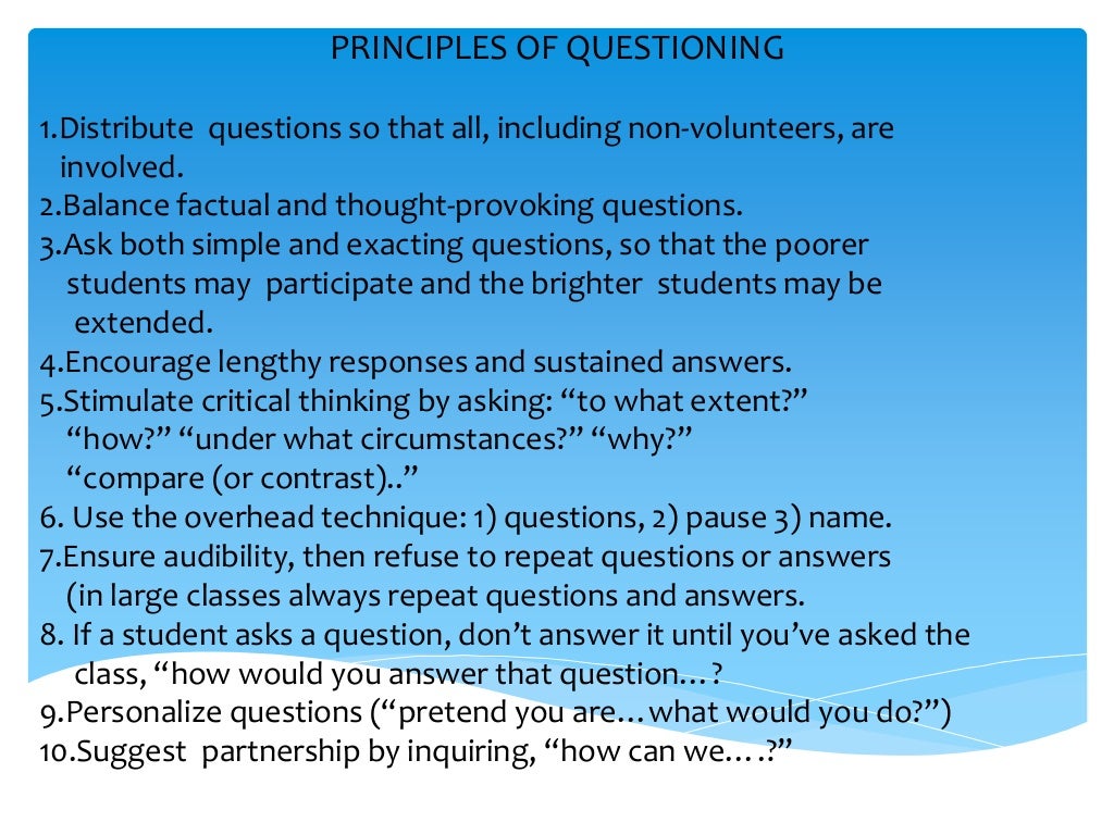 THE ART OF QUESTIONING