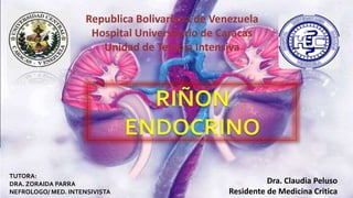 Republica Bolivariana de Venezuela
Hospital Universitario de Caracas
Unidad de Terapia Intensiva
Dra. Claudia Peluso
Residente de Medicina Critica
TUTORA:
DRA. ZORAIDA PARRA
NEFROLOGO/ MED. INTENSIVISTA
 