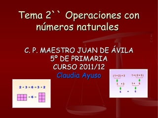 C. P. MAESTRO JUAN DE ÁVILA 5º DE PRIMARIA CURSO 2011/12 Claudia Ayuso Tema 2`` Operaciones con números naturales   