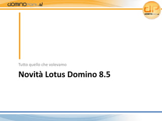 Tutto quello che volevamo

Novità Lotus Domino 8.5
 