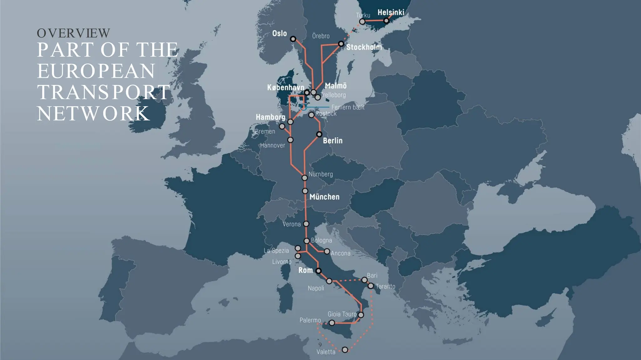 OVERVIEW
PART OF THE
EUROPEAN
TRANSPORT
NETWORK
9
 