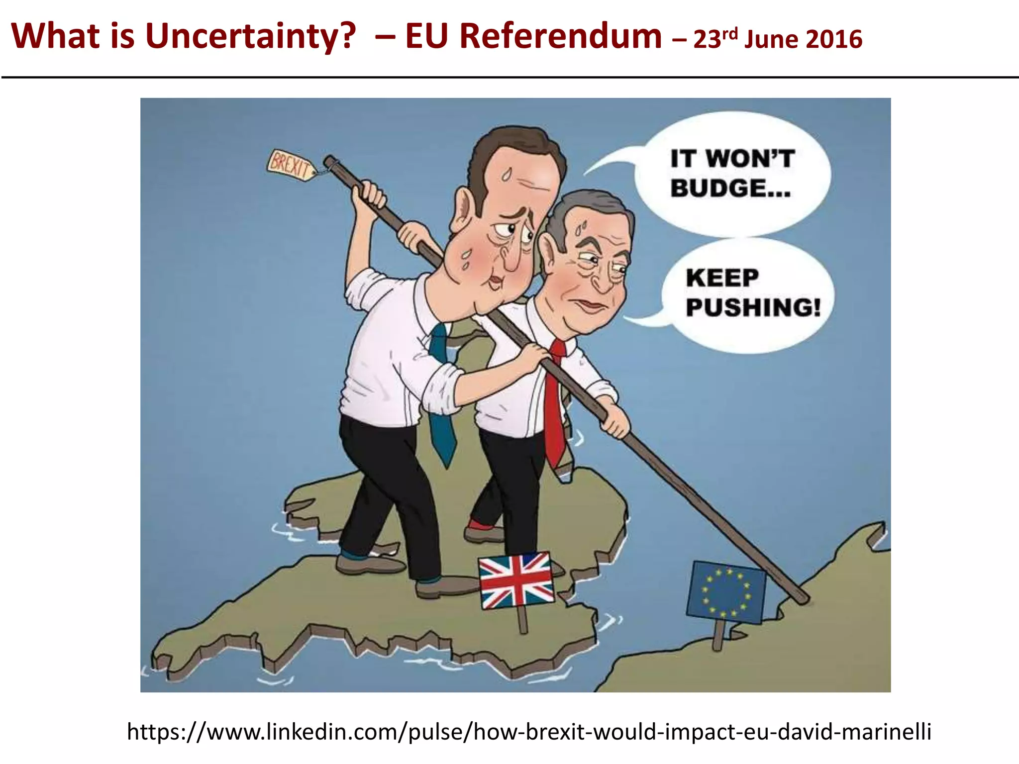 What is Uncertainty? – EU Referendum – 23rd June 2016
https://www.linkedin.com/pulse/how-brexit-would-impact-eu-david-marinelli
 