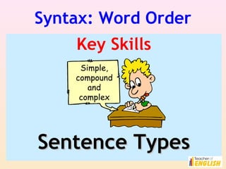 Syntax: Word Order
Key Skills
Simple,
compound
and
complex

Sentence Types

 