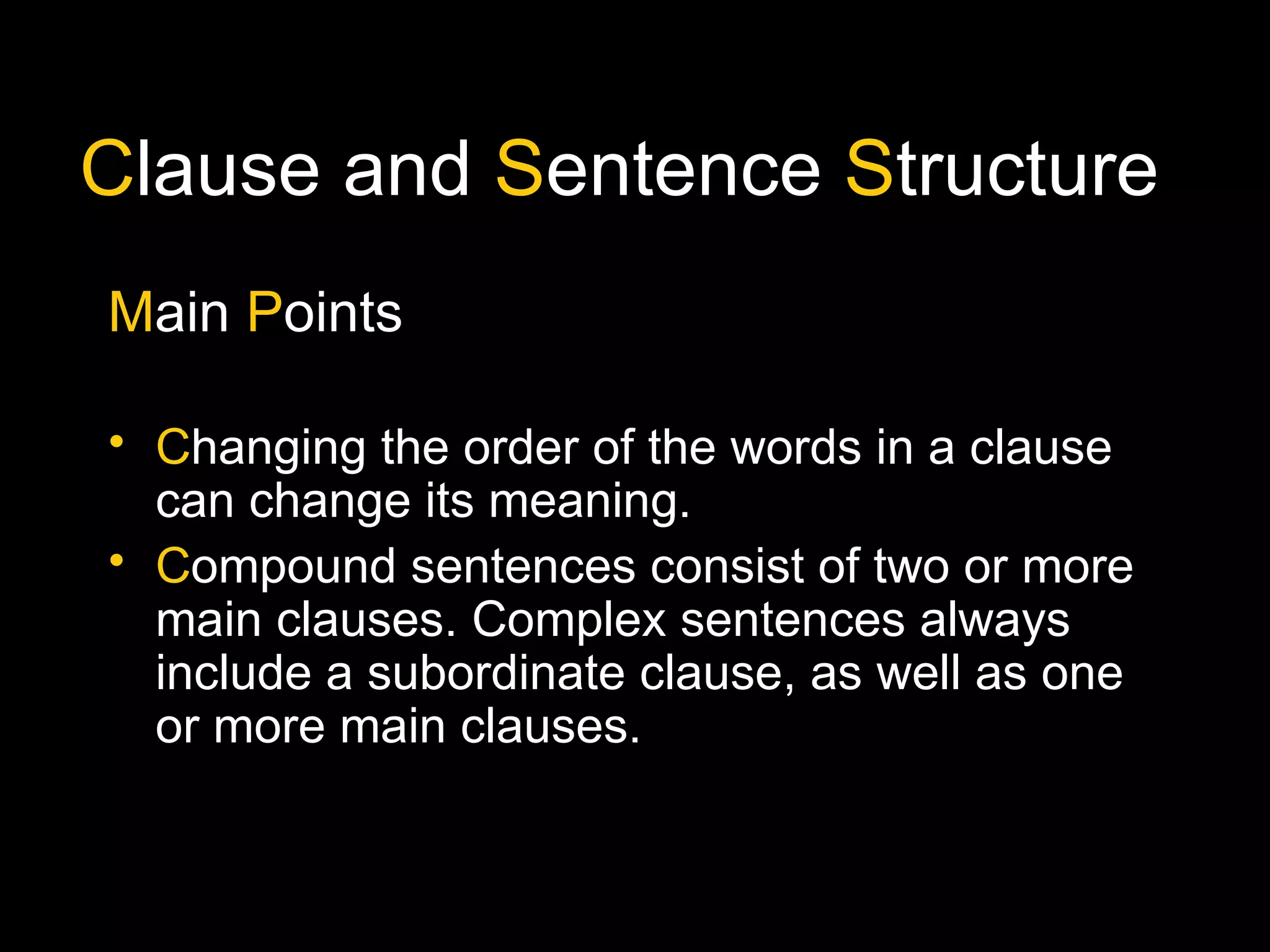Clause and Sentence Structure | PPT