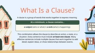 Clauses and Sentence Types Presentation in Colourful Illustrated Style.pptx