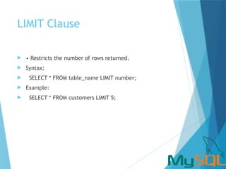 Clauses_in_MySQL_Presentation.pptx very helpful | PPTX
