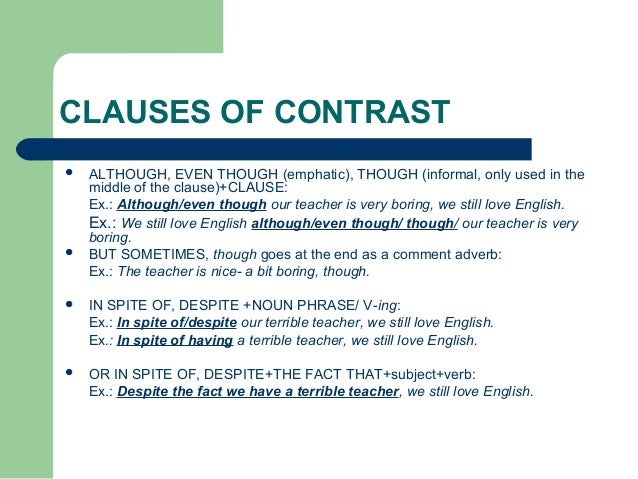 Clauses of contrast and purpose