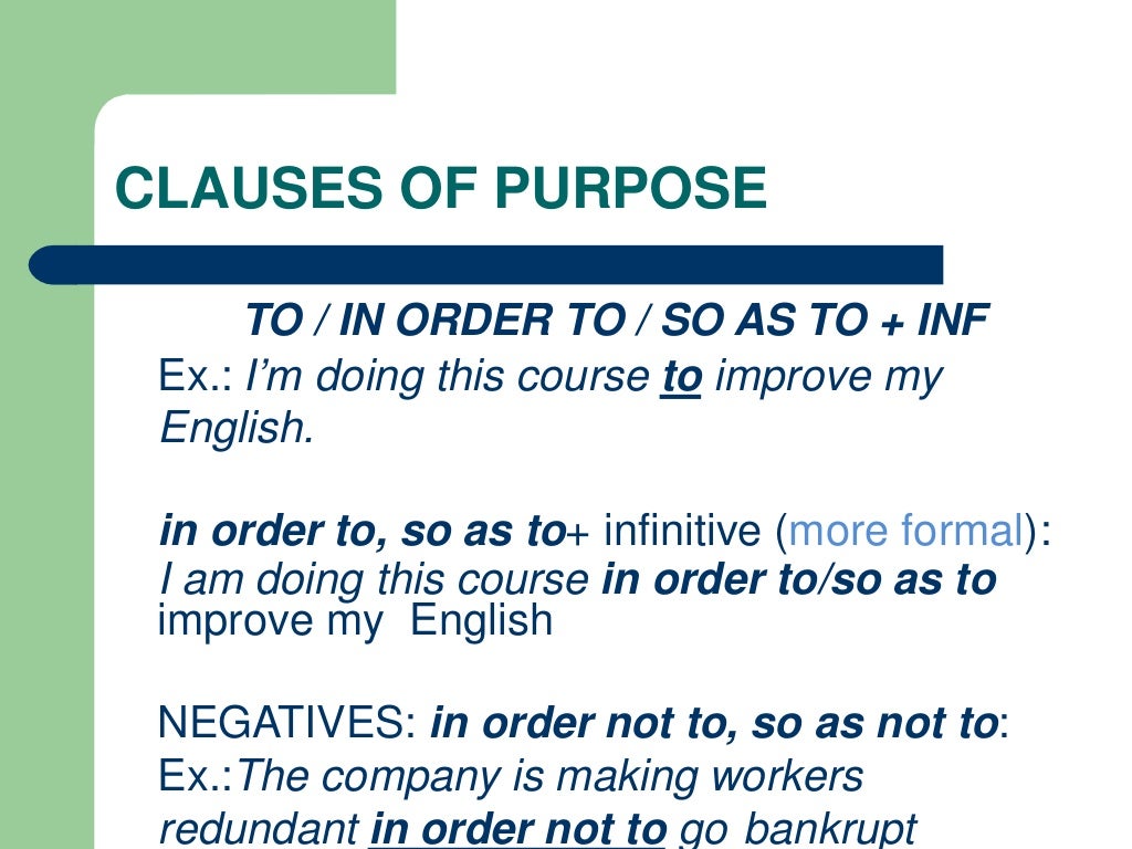 Clauses of contrast and purpose