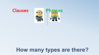 How many types are there?
Clauses Phrases
 