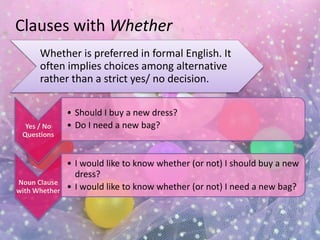 Clauses with embedded questions | PPT