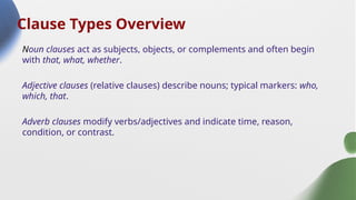 Comprehensive Guide to Clauses in English Grammar: Types and Functions ...