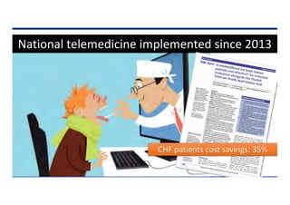 National telemedicine implemented since 2013
CHF patients cost savings: 35%
 