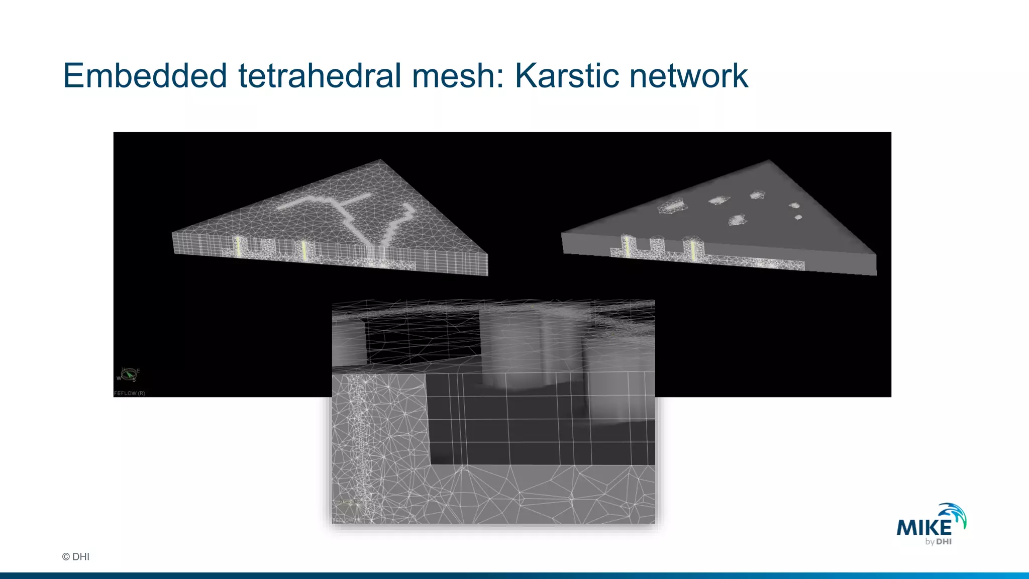 Embedded tetrahedral mesh: Karstic network
© DHI
 