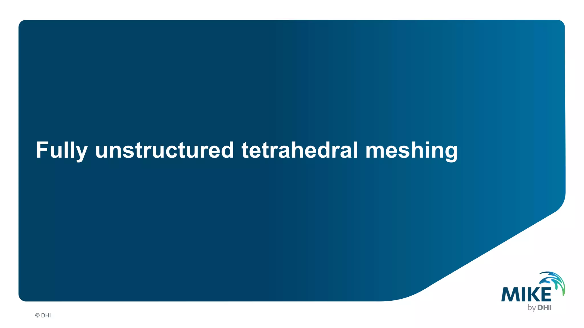 Fully unstructured tetrahedral meshing
© DHI
 