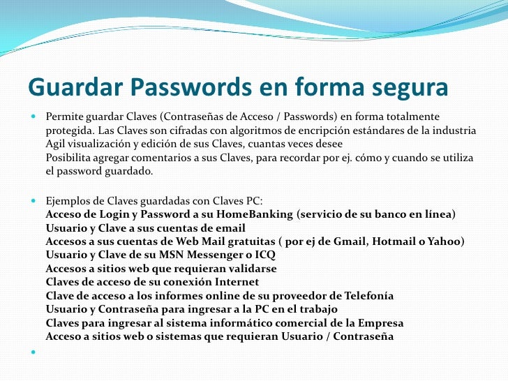 Claves de acceso y Tarjetas de Identificacion