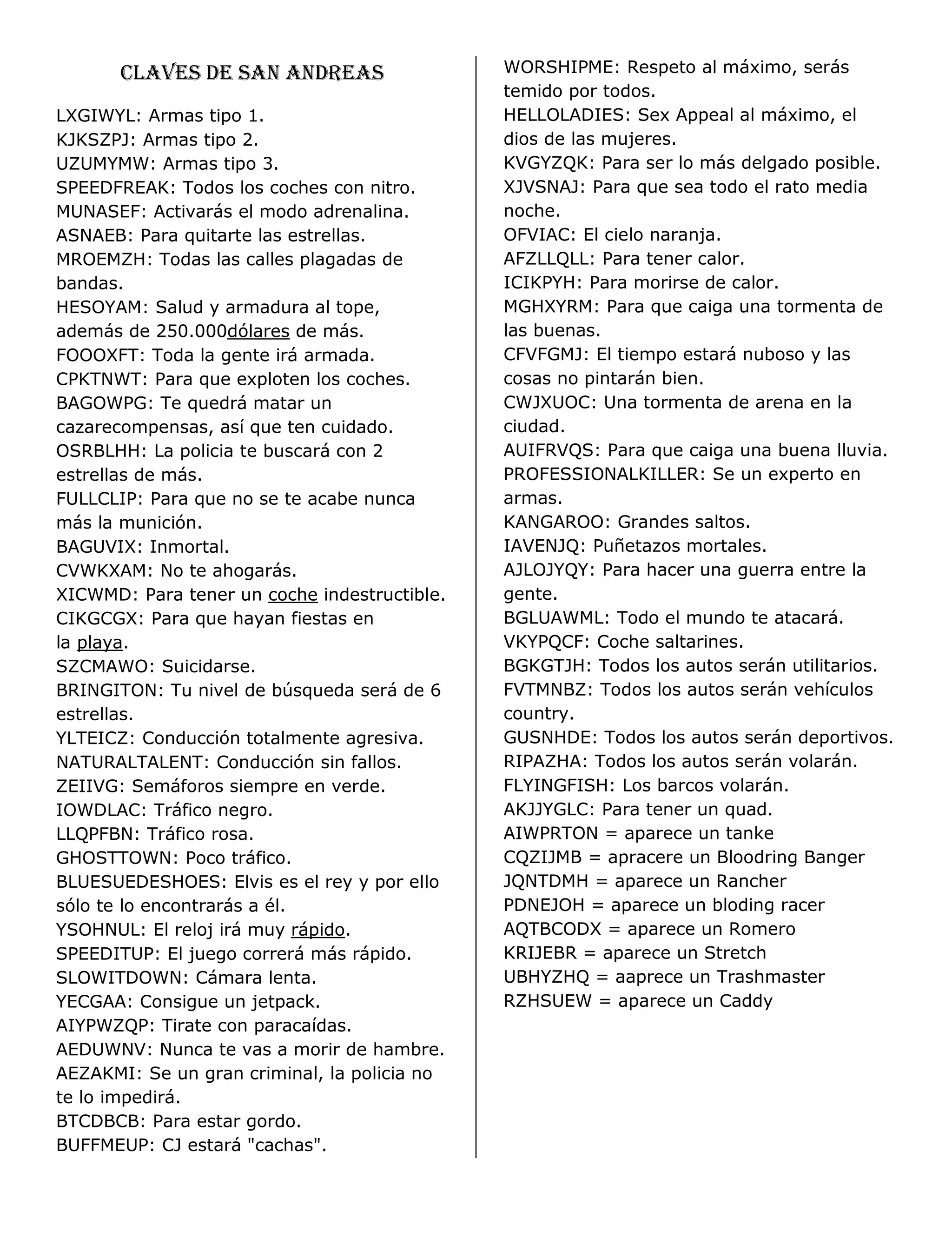 Claves de san andreas PDF