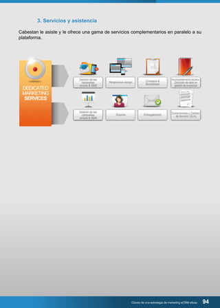 Claves de una estrategia de marketing eCRM eficaz 94 
3. Servicios y asistencia 
Cabestan le asiste y le ofrece una gama de servicios complementarios en paralelo a su 
plataforma. 
 