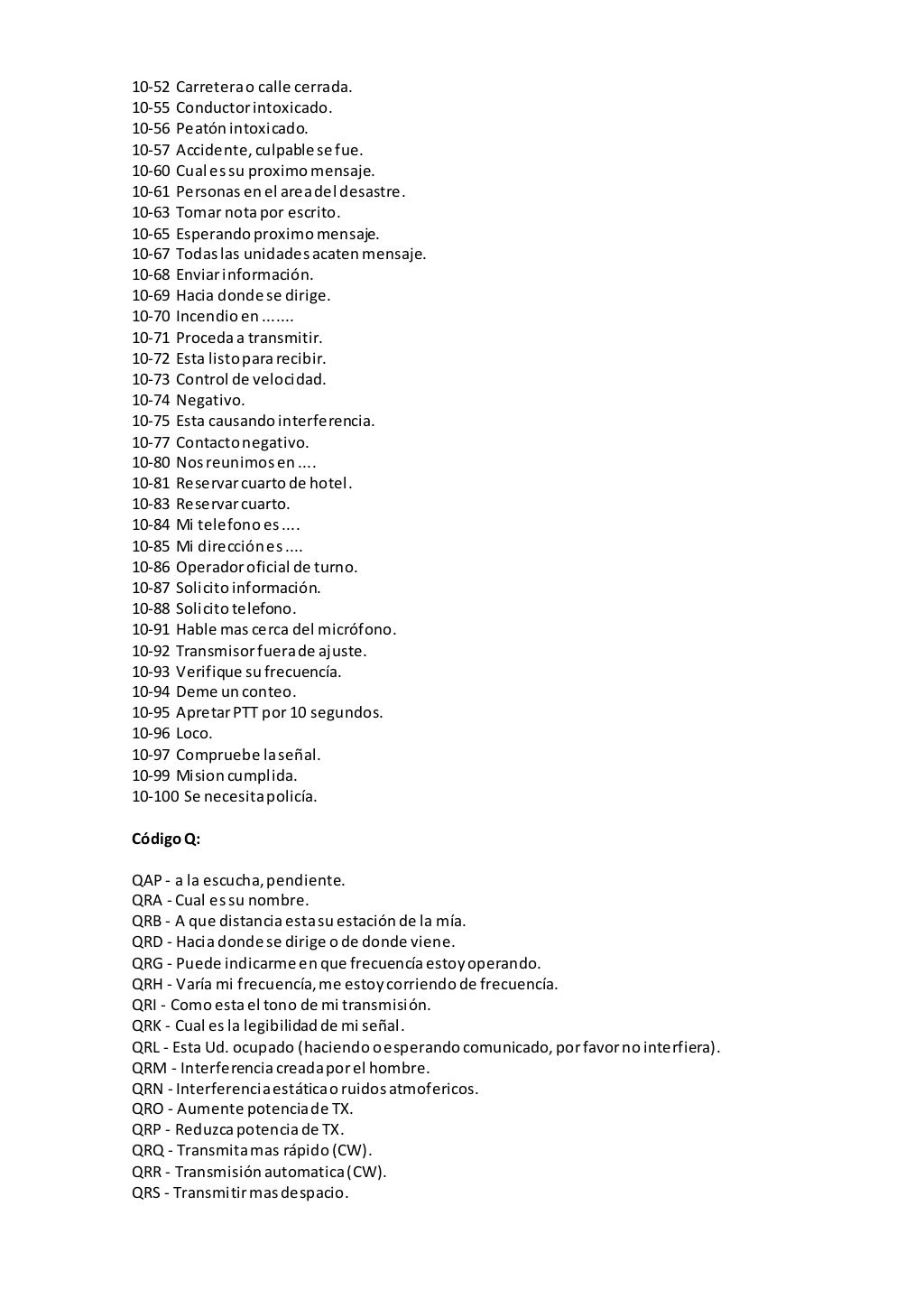 Claves y códigos usados por la policía