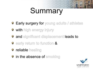 Summary
Early surgery for
with
and leads to
&
reliable
in the absence of
 