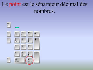 Le point est le séparateur décimal des
nombres.
*
 