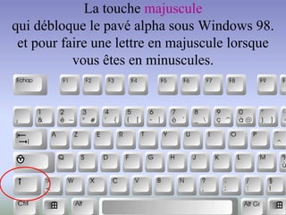 La touche majuscule
qui débloque le pavé alpha sous Windows 98.
et pour faire une lettre en majuscule lorsque
vous êtes en minuscules.
 
