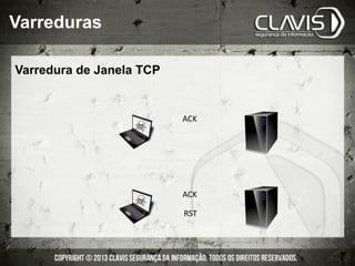 Varredura de Janela TCP
ACK	
  
ACK	
  
RST	
  
Varreduras
 
