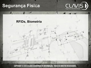 Segurança Física
RFIDs, Biometria
 