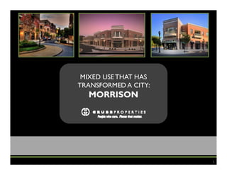 MIXED USE THAT HAS
TRANSFORMED A CITY:
  MORRISON




                      1
 