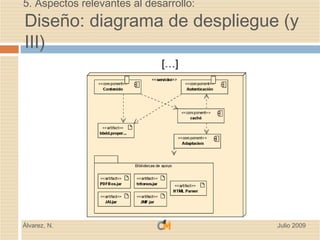 5. Aspectos relevantes al desarrollo:
Diseño: diagrama de despliegue (y
III)
                             […]




Álvarez, N.                             Julio 2009
 