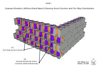 Exhibit 1

Cutaway Elevation (Without Bond Beam) Showing Grout Columns and Fire Stop Orientations

#3

Fire Stop Grout Columns

#6

Vertical Structural Grout
Columns (Steel Reinforced)

TSC Global, LLC
Denver, CO USA

 