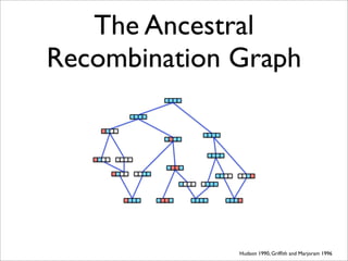The Ancestral
Recombination Graph




              Hudson 1990, Grifﬁth and Marjoram 1996
 